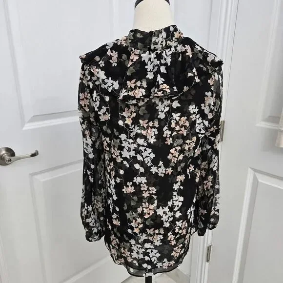 Misa Patia Tie-Neck Blouse Floral Long Sleeve Size Small NWT - Picture 4 of 9